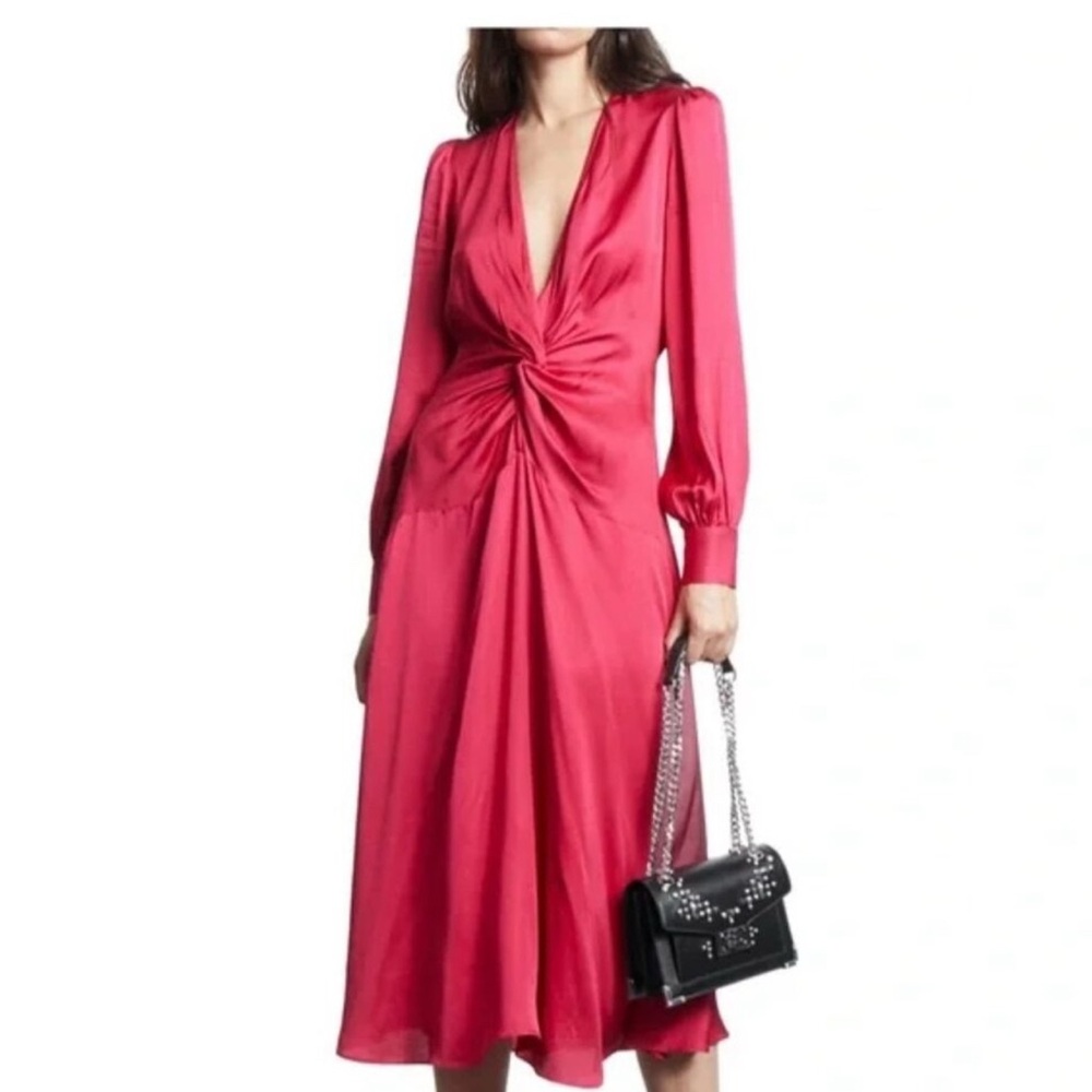 The Kooples Elegant Pink/Magenta Long-Sleeve Dress